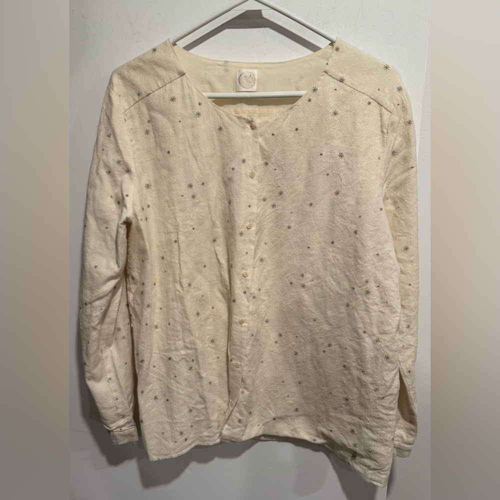 DES PETITS HAUTS Wool cotton Terence cardigan blouse chemisier stars paris M/L